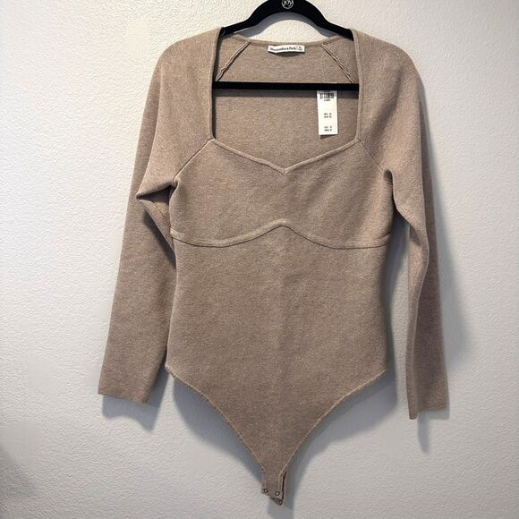 Abercrombie & Fitch Tops - Abercrombie & Fitch Size-XL Corset Sweetheart Sweater‎ Knit Bodysuit Brown